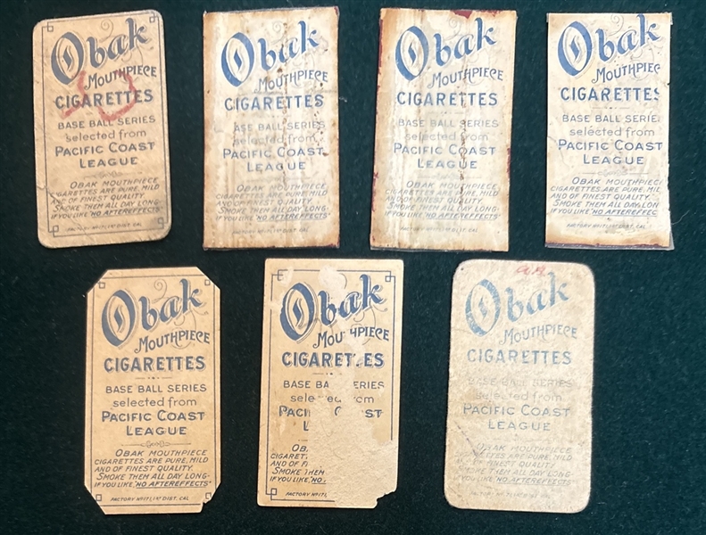 1909 T212-1 Obak Cigarettes Lot of (7) W/ Howard