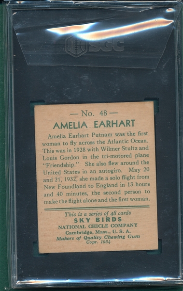 1933-34 Sky Birds #48 Amelia Earhart National Chicle SGC Authentic