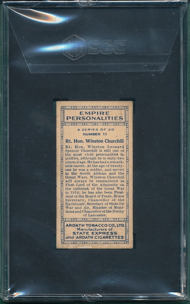 1937 Ardath #11 Winston Churchill, Empire Personalities SGC 2
