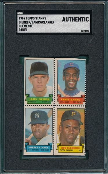 1969 Topps Stamps Panel W/ Clemente SGC Authentic