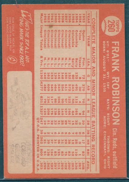 1964 Topps #260 Frank Robinson