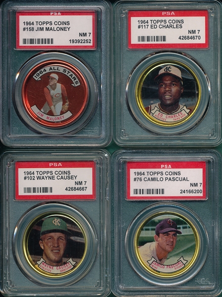 1964 Topps Coins Lot of (4) W/ Pascual PSA 7