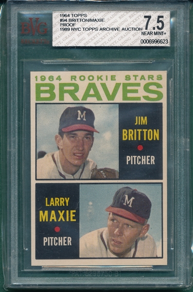 1964 Topps #94 Braves Rookies BVG 7.5 *Proof*