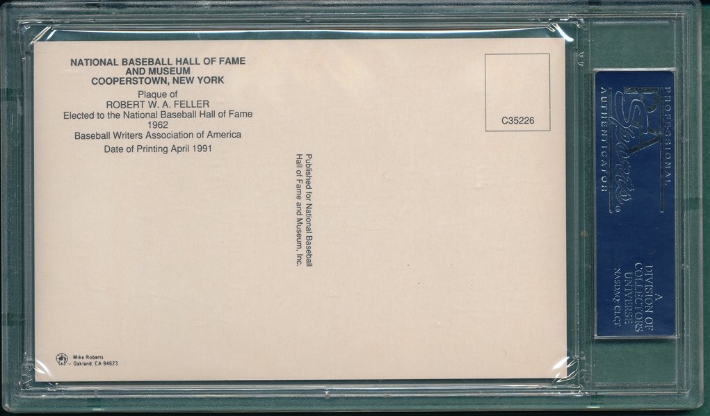 Bob Feller Signed HOF Plaque PC, PSA/DNA Authentic/9