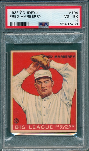 1933 Goudey #104 Fred Marberry PSA 4