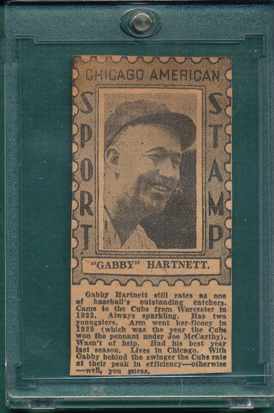1936 Chicago American Sports Stamps Gabby Hartnett