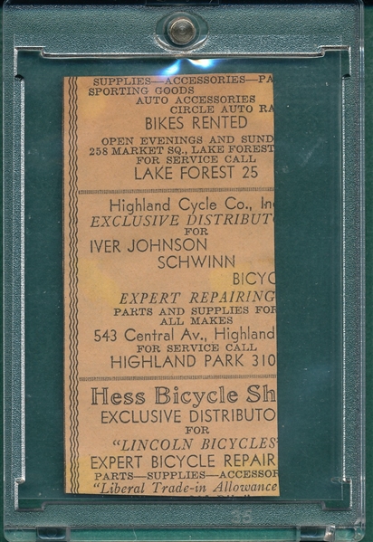 1936 Chicago American Sports Stamps Gabby Hartnett