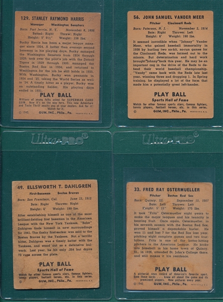 1940/41 Play Ball Lot of (8) W/ Bucky Harris