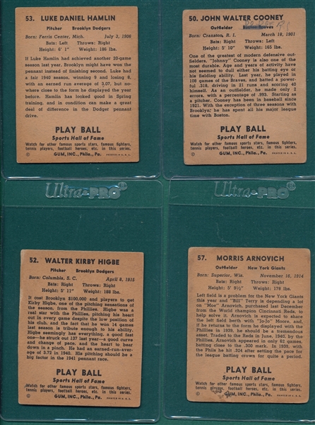 1940/41 Play Ball Lot of (8) W/ Bucky Harris