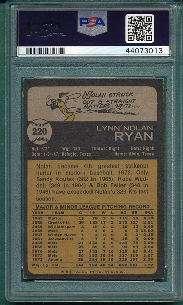 1973 Topps #220 Nolan Ryan PSA 6