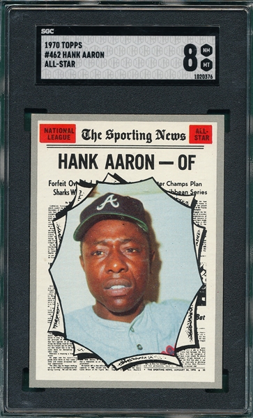 1970 Topps #462 Hank Aaron, AS, SGC 8