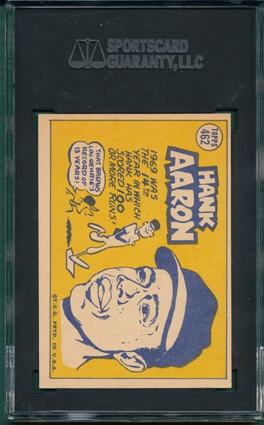 1970 Topps #462 Hank Aaron, AS, SGC 8