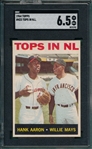 1964 Topps #423 Tops In NL, W/ Mays & Aaron, SGC 6.5