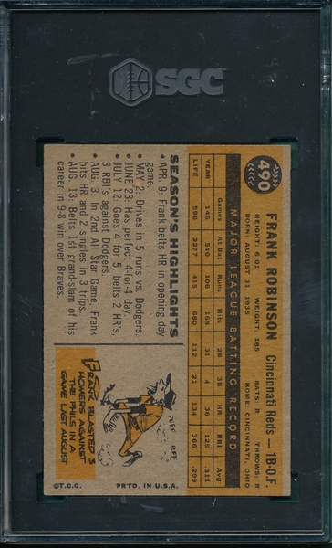 1960 Topps #490 Frank Robinson SGC 6