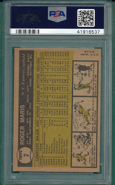 1961 Topps #2 Roger Maris PSA 6