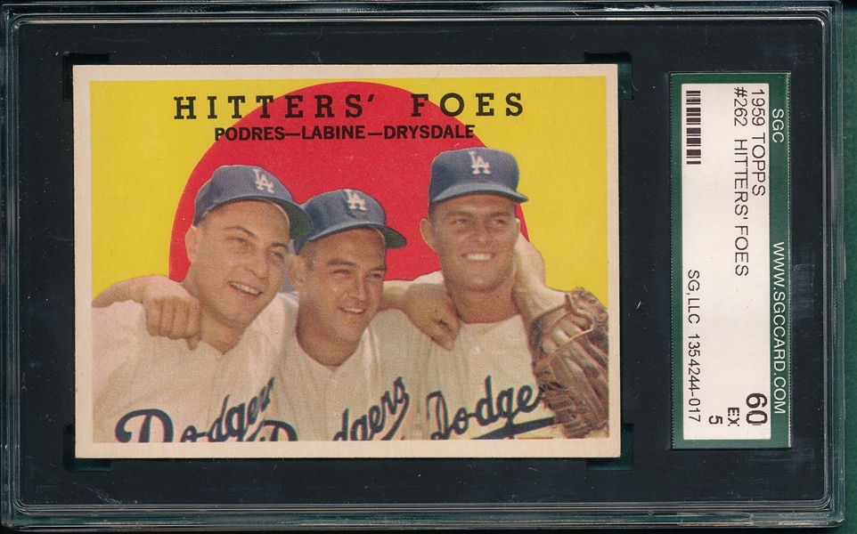 1959 Topps #262 Hitter Foes W/ Drysdale SGC 60