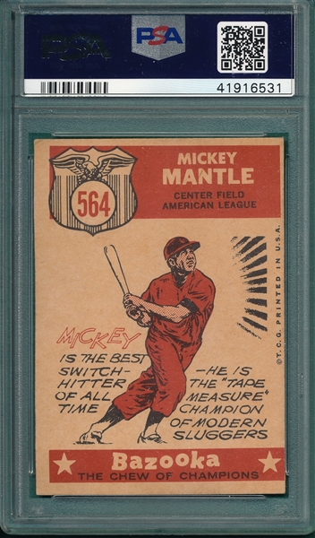 1959 Topps #564 Mickey Mantle, AS, PSA 3
