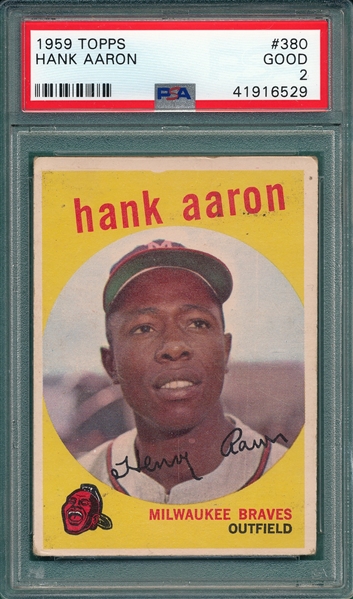 1959 Topps #380 Hank Aaron PSA 2