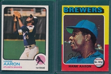 1973/75 Topps Lot of (2) Hank Aaron