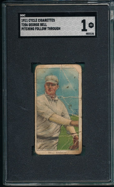 1909-1911 T206 Bell, Follow Through, Cycle Cigarettes SGC 1 *460 Series* *Pop 3*