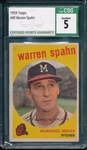 1959 Topps #040 Warren Spahn CSG 5