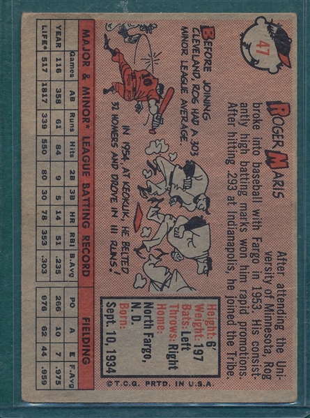 1958 Topps #47 Roger Maris, Rookie