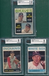 1964 Topps Walker, Cunningham & Braves Rookies, Lot of (3) BVG  *Proof*