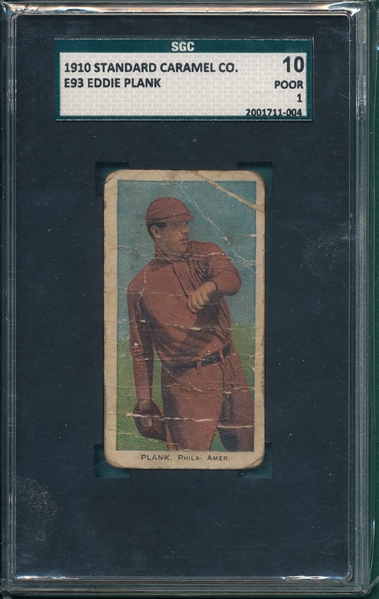 1910 E93 Eddie Plank Standard Caramel Co. SGC 10