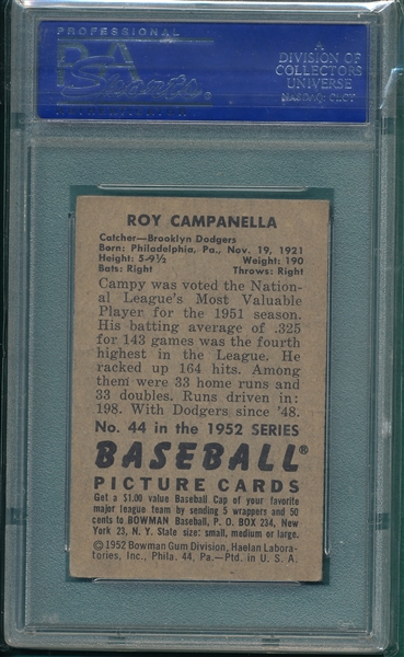 1952 Bowman #044 Roy Campanella PSA 5