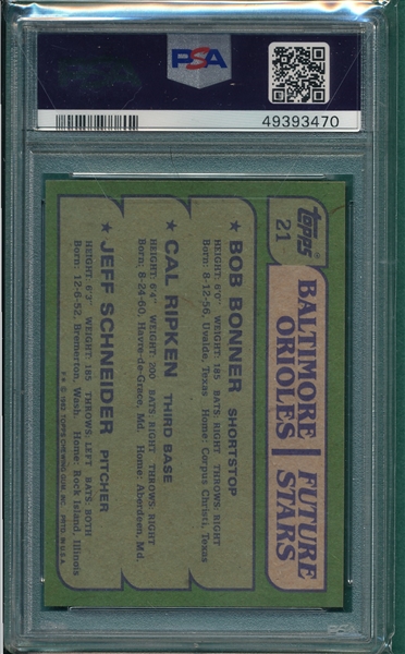 1982 Topps #21 Cal Ripken Jr. PSA 9