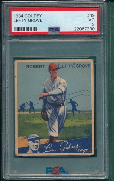 1934 Goudey #19 Lefty Grove PSA 3