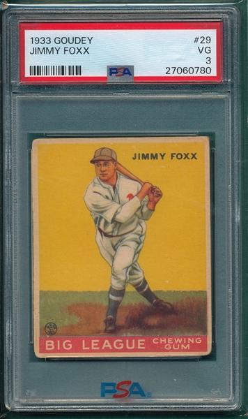 1933 Goudey #029 Jimmy Foxx PSA 3