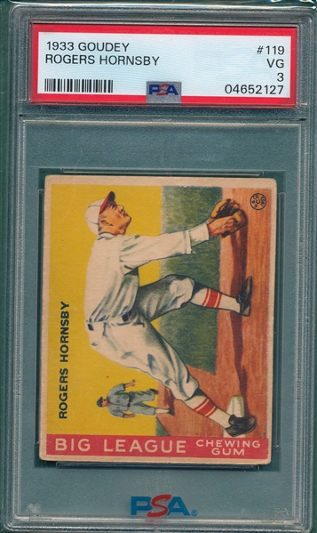1933 Goudey #119 Rogers Hornsby PSA 3