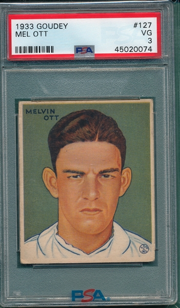 1933 Goudey #127 Mel Ott PSA 3