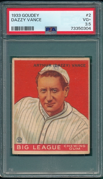 1933 Goudey #002 Dazzy Vance PSA 3.5