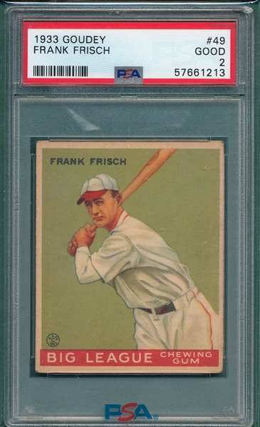 1933 Goudey #049 Frank Frisch PSA 2