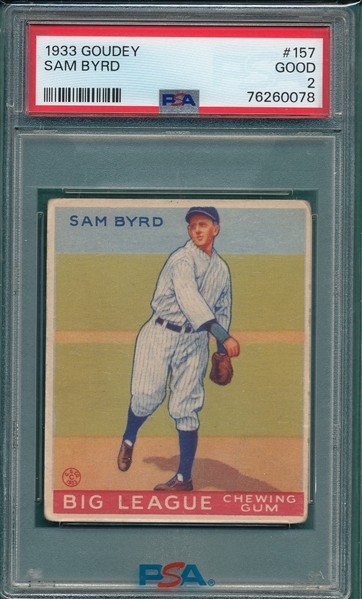 1933 Goudey #157 Sam Byrd PSA 2