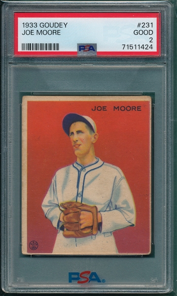 1933 Goudey #231 Joe Moore PSA 2