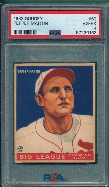 1933 Goudey #062 Pepper Martin PSA 4