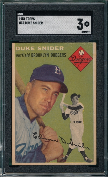 1954 Topps #032 Duke Snider SGC 3