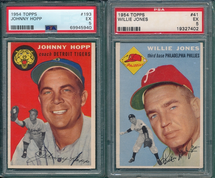 1954 Topps #041 Jones & #193 Hopp, Lot of (2) PSA 5