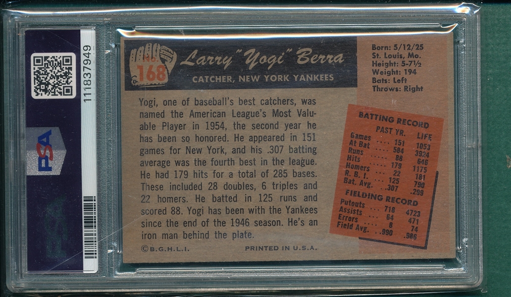 1955 Bowman #168 Yogi Berra PSA 4
