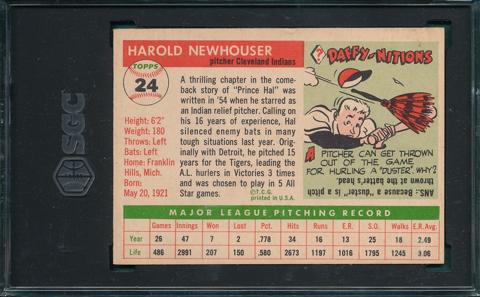 1955 Topps #24 Hal Newhouser SGC 4