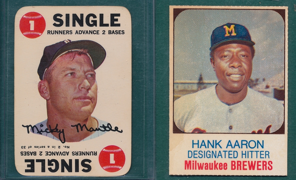 1968 Topps Game Mantle & 1975 Hostess Aaron, Lot of (2)