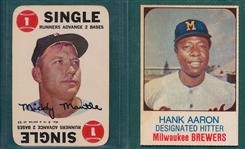 1968 Topps Game Mantle & 1975 Hostess Aaron, Lot of (2)