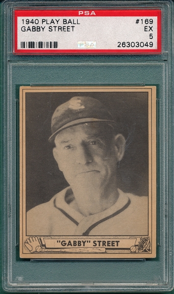 1940 Play Ball #169 Gabby Street PSA 5 *Superman*
