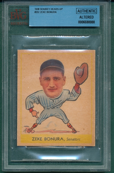 1938 Goudy #252 Zeke Bonura BVG Authentic