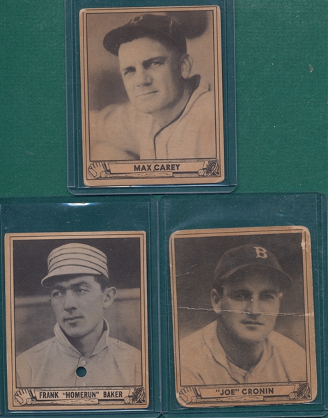 1940 Play Ball #134 Cronin, #177 Baker & #178 Carey, Lot of (3)