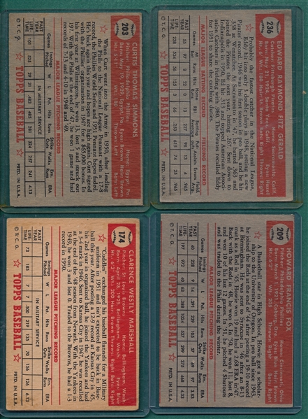1952 Topps Lot of (7) W/ Simmons
