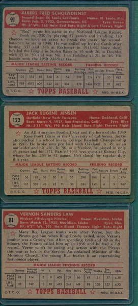 1952 Topps Lot of (18) W/ Schoendienst